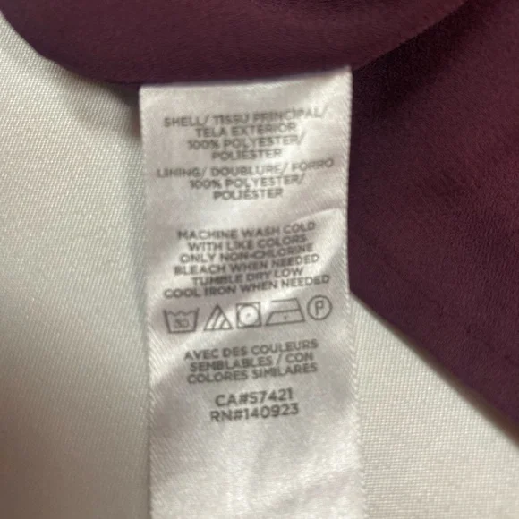 Loft Short Sleeve Lined Floral Burgundy Women's Top XL - Picture 4 of 4